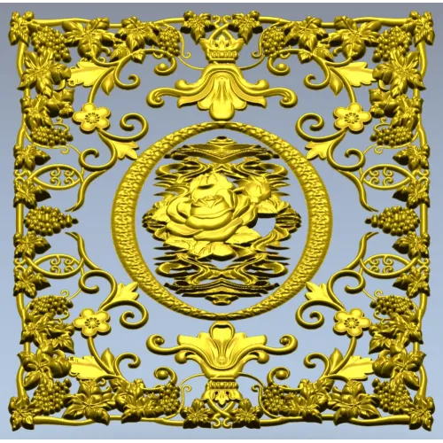 Rose Medallion Vine Panel - STL 3D model for CNC milling