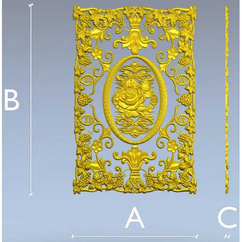 Rose Medallion Vine Panel - STL 3D model for CNC milling