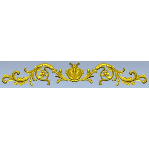 Rococo Floral Scroll STL for CNC - High-Relief 3D Model