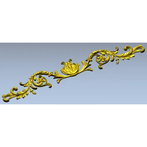 Rococo Floral Scroll STL for CNC - High-Relief 3D Model
