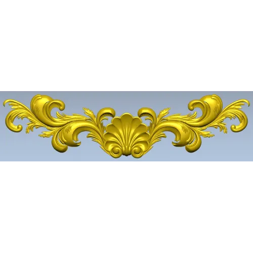 Shell & Acanthus Horizontal Applique STL 3D Model for CNC