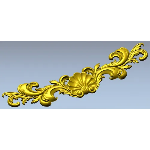Shell & Acanthus Horizontal Applique STL 3D Model for CNC