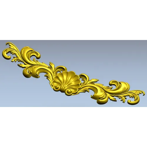 Shell & Acanthus Horizontal Applique STL 3D Model for CNC