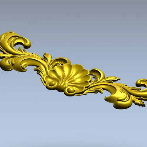 Shell & Acanthus Horizontal Applique STL 3D Model for CNC