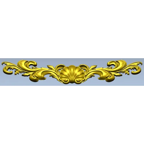 Shell & Acanthus Horizontal Applique STL 3D Model for CNC