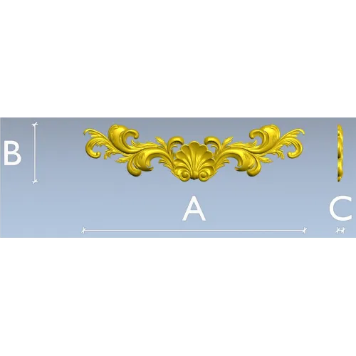 Shell & Acanthus Horizontal Applique STL 3D Model for CNC