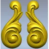 Acanthus Scroll Applique STL - high-relief 3D model for CNC