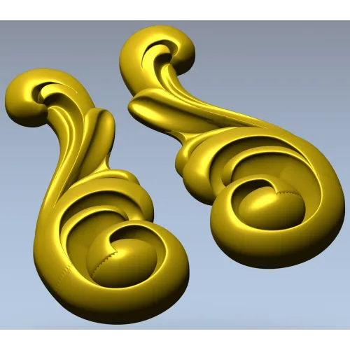 Acanthus Scroll Applique STL - high-relief 3D model for CNC