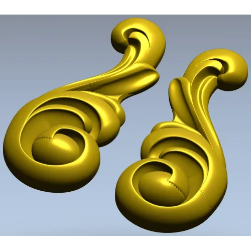Acanthus Scroll Applique STL - high-relief 3D model for CNC