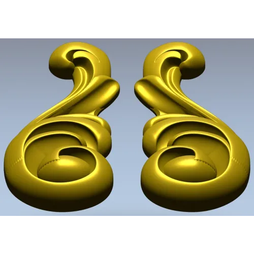 Acanthus Scroll Applique STL - high-relief 3D model for CNC