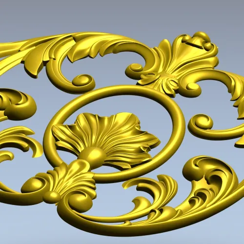 Baroque Shell Cartouche - STL 3D Model for CNC