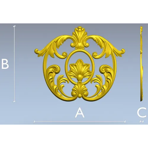 Baroque Shell Cartouche - STL 3D Model for CNC