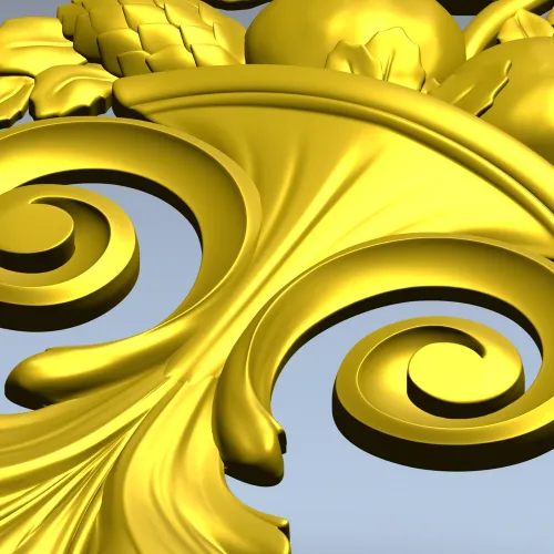 Корзина изобилия - 3D модель STL для ЧПУ (декоративный картуш)