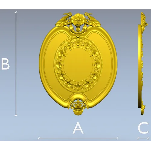 Oval Floral Medallion - STL 3D Model for CNC Routing