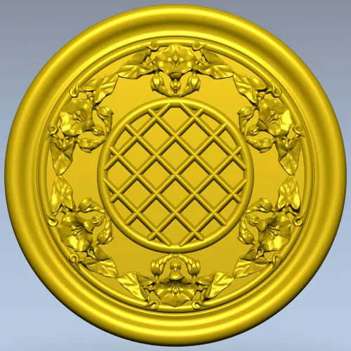 Round Floral Rosette STL for CNC Milling