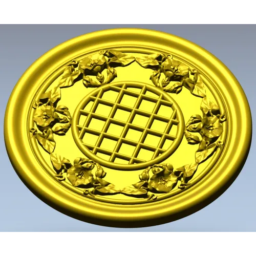 Round Floral Rosette STL for CNC Milling