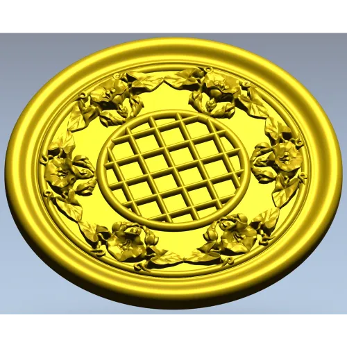 Round Floral Rosette STL for CNC Milling