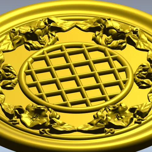 Round Floral Rosette STL for CNC Milling