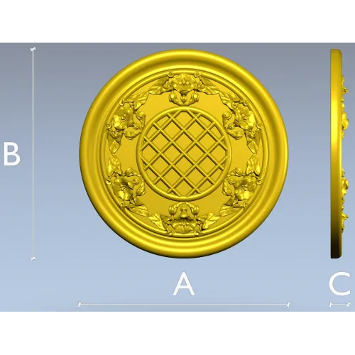Round Floral Rosette STL for CNC Milling