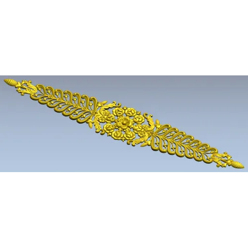 Декоративная 3D модель STL - лента с розеттой для ЧПУ