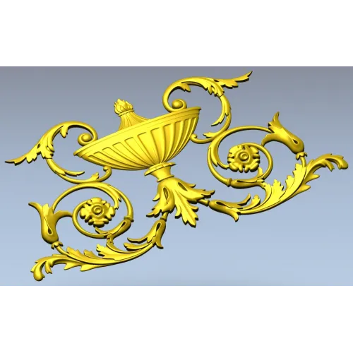 Acanthus Urn Cartouche - STL 3D model for CNC routing