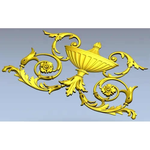 Acanthus Urn Cartouche - STL 3D model for CNC routing