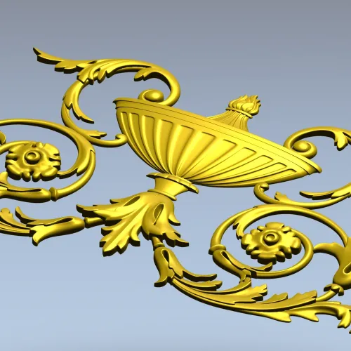 Acanthus Urn Cartouche - STL 3D model for CNC routing
