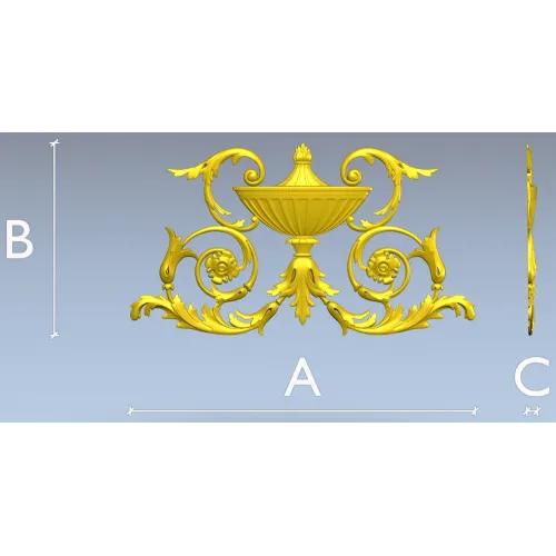 Acanthus Urn Cartouche - STL 3D model for CNC routing
