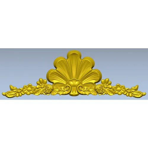 Shell & Garland Crest - STL 3D model for CNC carving