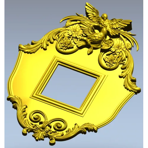 Ornate Dove Crest Frame STL for CNC