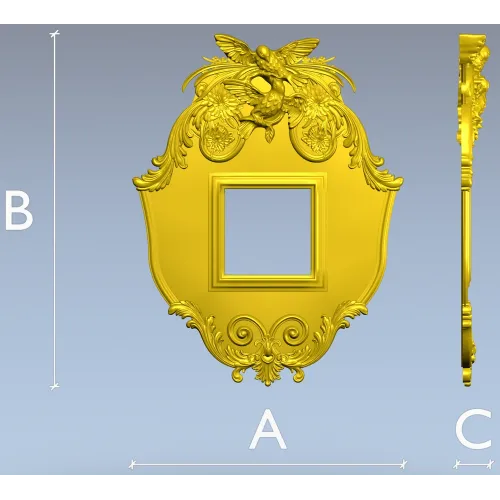 Ornate Dove Crest Frame STL for CNC