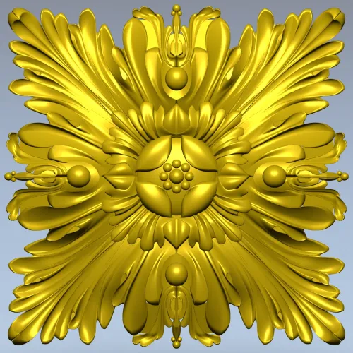 Acanthus Star Rosette - STL 3D model for CNC carving