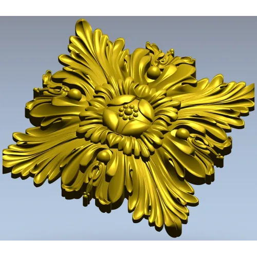 Acanthus Star Rosette - STL 3D model for CNC carving