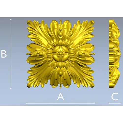 Acanthus Star Rosette - STL 3D model for CNC carving
