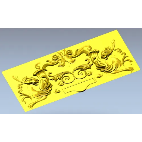 Картуш с парными грифонами - 3D панель для ЧПУ (STL)