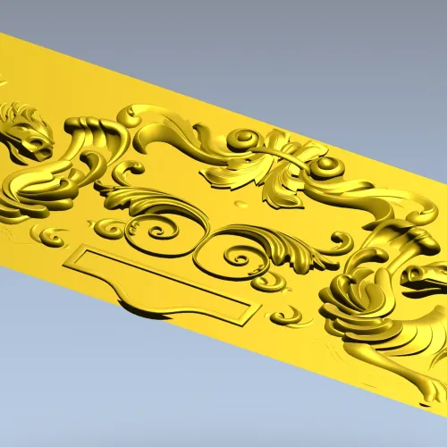 Картуш с парными грифонами - 3D панель для ЧПУ (STL)
