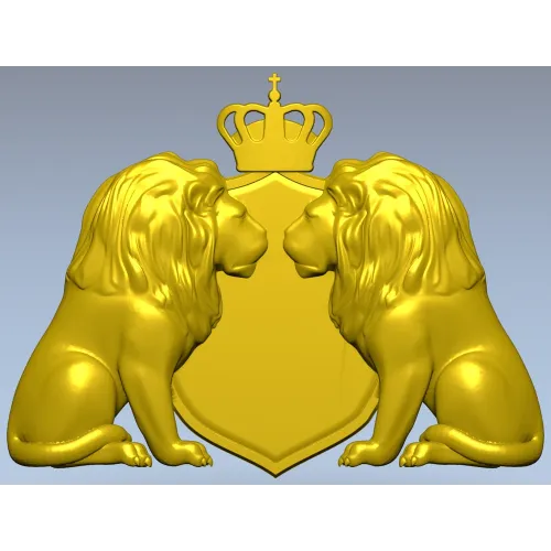 Regal Twin Lions Crest - STL 3D model for CNC carving