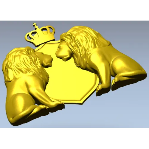 Regal Twin Lions Crest - STL 3D model for CNC carving