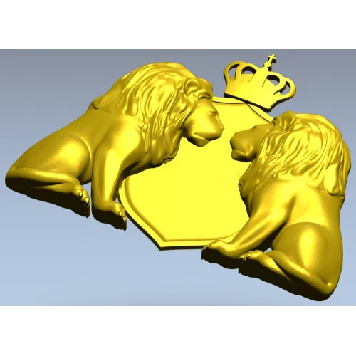 Regal Twin Lions Crest - STL 3D model for CNC carving