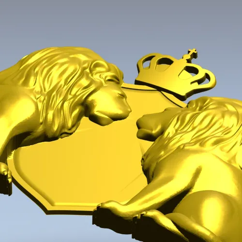 Regal Twin Lions Crest - STL 3D model for CNC carving