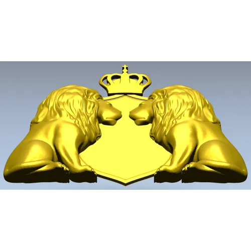 Regal Twin Lions Crest - STL 3D model for CNC carving