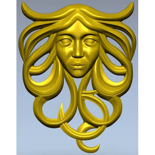 Horned Maiden Decorative Relief STL
