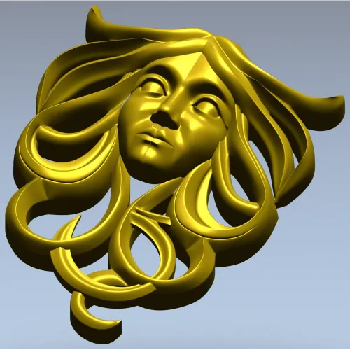 Horned Maiden Decorative Relief STL