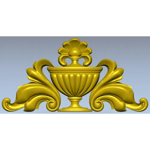 Classical Acanthus Urn Cartouche - STL 3D Model for CNC