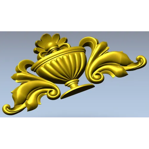 Classical Acanthus Urn Cartouche - STL 3D Model for CNC