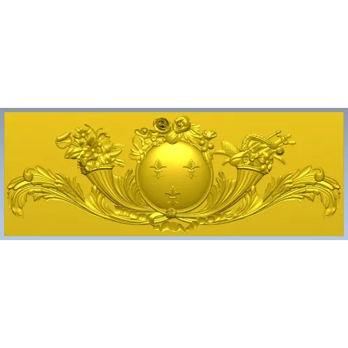 Regal Medallion Floral Cartouche - STL 3D model for CNC milling