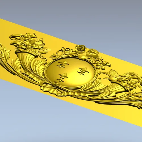 Regal Medallion Floral Cartouche - STL 3D model for CNC milling
