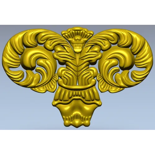 Ornate Acanthus Scroll STL for CNC Milling - High-Relief Decorative Applique