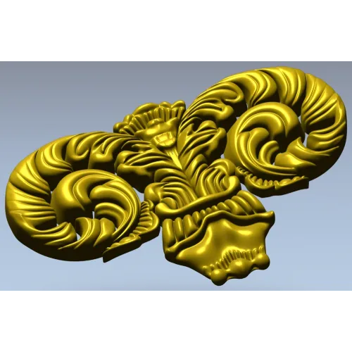 Ornate Acanthus Scroll STL for CNC Milling - High-Relief Decorative Applique