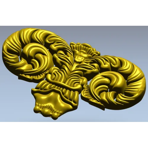 Ornate Acanthus Scroll STL for CNC Milling - High-Relief Decorative Applique